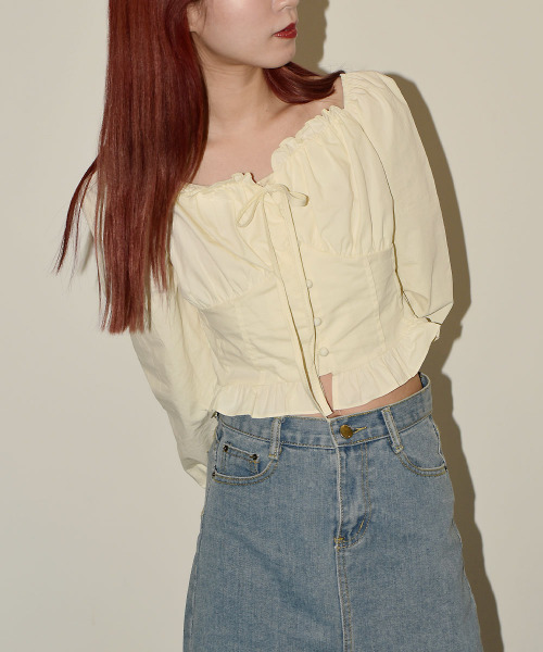 VIVID LADY(ビビッドレディー)の「Bustier Frill Blouse / ビスチェフリルブラウス(シャツ/ブラウス・レディース・ブラック/ライトブルー/ホワイト/イエロー・FREE)」の22枚目の写真