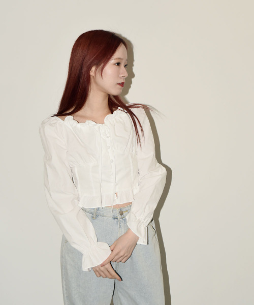 VIVID LADY(ビビッドレディー)の「Bustier Frill Blouse / ビスチェフリルブラウス(シャツ/ブラウス・レディース・ブラック/ライトブルー/ホワイト/イエロー・FREE)」の7枚目の写真