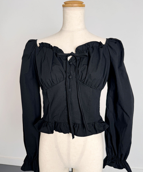 VIVID LADY(ビビッドレディー)の「Bustier Frill Blouse / ビスチェフリルブラウス(シャツ/ブラウス・レディース・ブラック/ライトブルー/ホワイト/イエロー・FREE)」の14枚目の写真