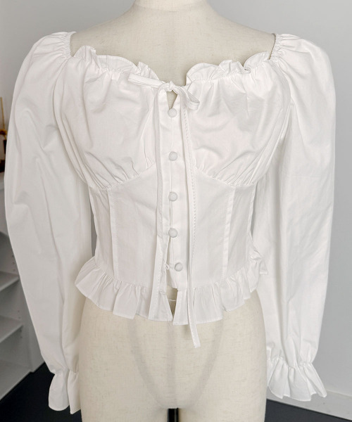 VIVID LADY(ビビッドレディー)の「Bustier Frill Blouse / ビスチェフリルブラウス(シャツ/ブラウス・レディース・ブラック/ライトブルー/ホワイト/イエロー・FREE)」の15枚目の写真