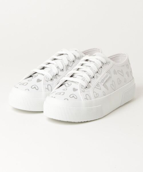 SUPERGA(スペルガ)の「SUPERGA/スペルガ 2740PLATFORM FLEAHEARTSPR(スニーカー・レディース・ホワイト・23.5cm/24cm/25cm/23cm)」の1枚目の写真