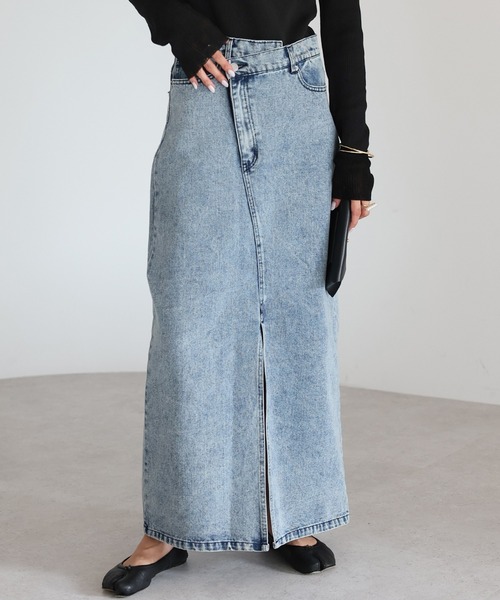 セール】クロスウエストデニムスカート（デニムスカート）｜Bonjour