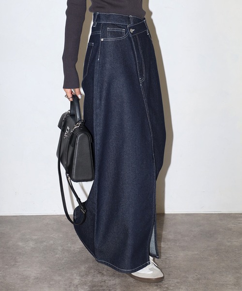 Bonjour Sagan(ボンジュールサガン)の「クロスウエストデニムスカート(デニムスカート・レディース・ライトブルー/インディゴブルー/ブルー系その他・M/MT)」の5枚目の写真