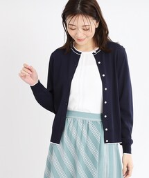 カーディガン 「夏SALE／手洗い可／アンサンブル可」バイカラーカーディガン レディース quaranciel カーディガン quaranciel:「手洗い可能」スカラップ