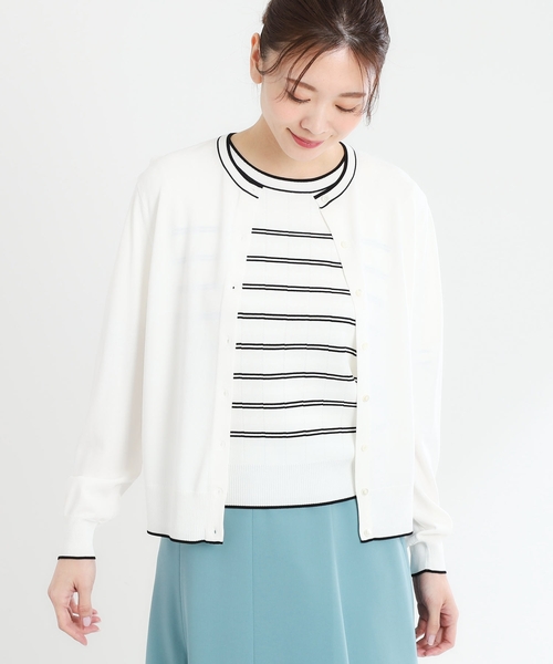 Reflect(リフレクト)の「【手洗い可/アンサンブル可】バイカラーカーディガン(カーディガン/ボレロ・レディース・ホワイト系7/ネイビー系4/ピンク系9・07/15 /13/11/09)」の5枚目の写真