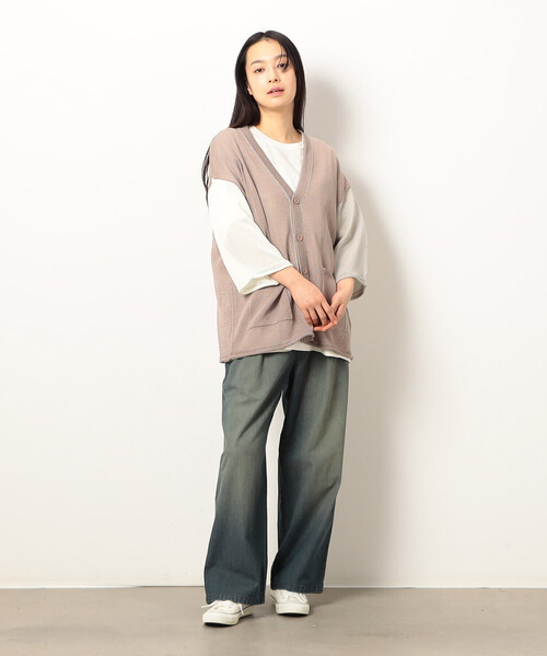 Purple&Yellow(パープルアンドイエロー)の「ライトオンスデニムタックワイドパンツ(デニムパンツ・メンズ・インディゴブルー/ワンウォッシュ・X-SMALL/LARGE/MEDIUM/SMALL)」の6枚目の写真