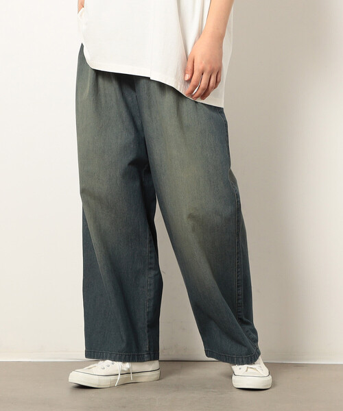 Purple&Yellow(パープルアンドイエロー)の「ライトオンスデニムタックワイドパンツ(デニムパンツ・メンズ・インディゴブルー/ワンウォッシュ・X-SMALL/LARGE/MEDIUM/SMALL)」の8枚目の写真