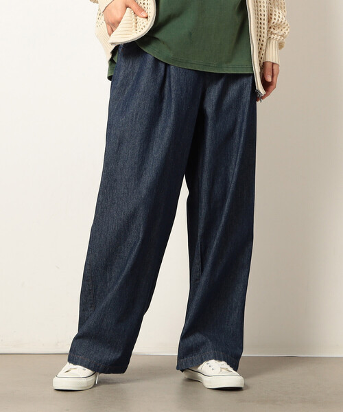 Purple&Yellow(パープルアンドイエロー)の「ライトオンスデニムタックワイドパンツ(デニムパンツ・メンズ・インディゴブルー/ワンウォッシュ・X-SMALL/LARGE/MEDIUM/SMALL)」の16枚目の写真