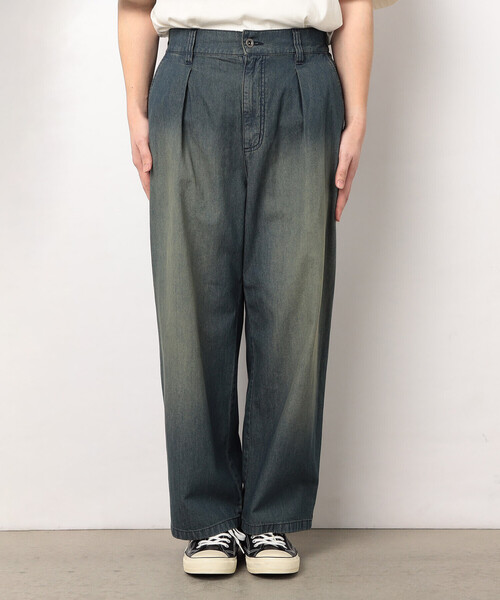 Purple&Yellow(パープルアンドイエロー)の「ライトオンスデニムタックワイドパンツ(デニムパンツ・メンズ・インディゴブルー/ワンウォッシュ・X-SMALL/LARGE/MEDIUM/SMALL)」の17枚目の写真