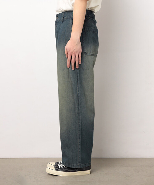 Purple&Yellow(パープルアンドイエロー)の「ライトオンスデニムタックワイドパンツ(デニムパンツ・メンズ・インディゴブルー/ワンウォッシュ・X-SMALL/LARGE/MEDIUM/SMALL)」の18枚目の写真