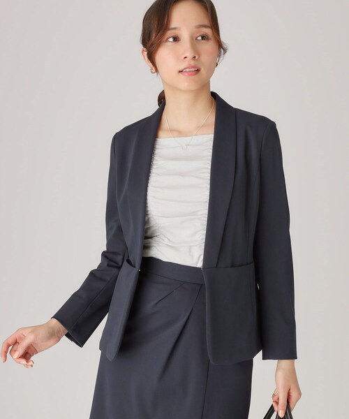 COUP DE CHANCE(クードシャンス)の「◆【洗える/日本製】ショールカラージャケット(ノーカラージャケット・レディース・グレー系4/ベージュ/ネイビー・40/38/36/42/34)」の3枚目の写真