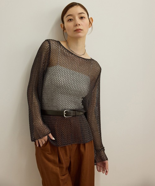 ROPE'(ロペ)の「ラメコードメッシュプルオーバー/洗える(その他トップス・レディース・シルバー/ゴールド・FREE)」の1枚目の写真