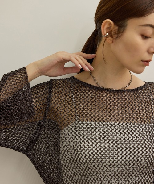 ROPE'(ロペ)の「ラメコードメッシュプルオーバー/洗える(その他トップス・レディース・シルバー/ゴールド・FREE)」の8枚目の写真