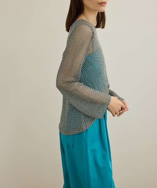 ROPE'(ロペ)の「ラメコードメッシュプルオーバー/洗える(その他トップス・レディース・シルバー/ゴールド・FREE)」の5枚目の写真