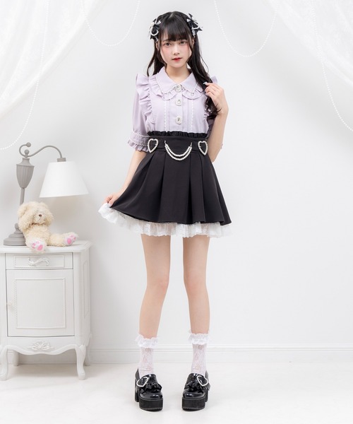 DearMyLove（ディアマイラブ）の「パール襟ビジューフリルブラウス（シャツ/ブラウス・レディース・ホワイト/サックスブルー/ラベンダー/ブラック×ホワイト/ベビーピンク・MEDIUM/LARGE/LL/3L）」の19枚目の写真