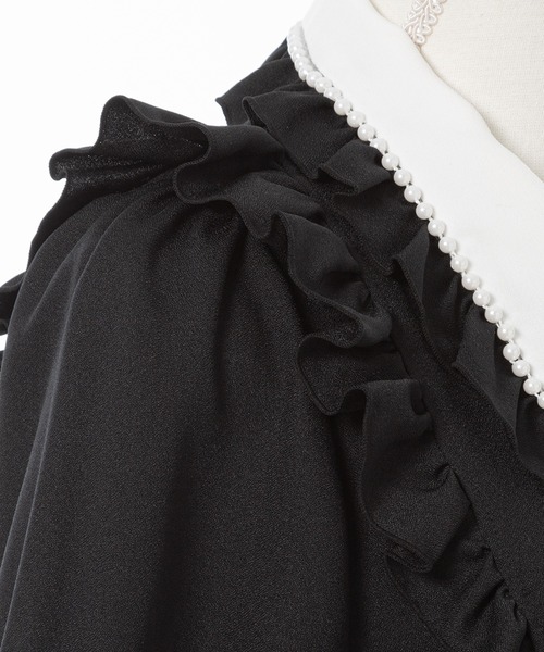 DearMyLove（ディアマイラブ）の「パール襟ビジューフリルブラウス（シャツ/ブラウス・レディース・ホワイト/サックスブルー/ラベンダー/ブラック×ホワイト/ベビーピンク・MEDIUM/LARGE/LL/3L）」の12枚目の写真