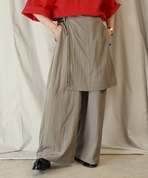 Aphlotus（アプロタス）の「アシンメトリー レイヤード デザイン ワイドパンツ（その他パンツ・メンズ・ブラック/ストーン・SMALL/MEDIUM/LARGE）」の2枚目の写真