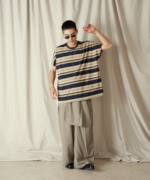 Aphlotus（アプロタス）の「アシンメトリー レイヤード デザイン ワイドパンツ（その他パンツ・メンズ・ブラック/ストーン・SMALL/MEDIUM/LARGE）」の5枚目の写真