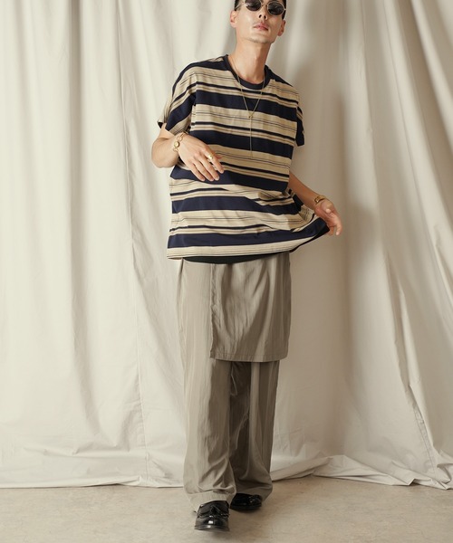 Aphlotus（アプロタス）の「アシンメトリー レイヤード デザイン ワイドパンツ（その他パンツ・メンズ・ブラック/ストーン・SMALL/MEDIUM/LARGE）」の6枚目の写真