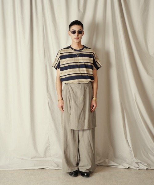 Aphlotus（アプロタス）の「アシンメトリー レイヤード デザイン ワイドパンツ（その他パンツ・メンズ・ブラック/ストーン・SMALL/MEDIUM/LARGE）」の7枚目の写真