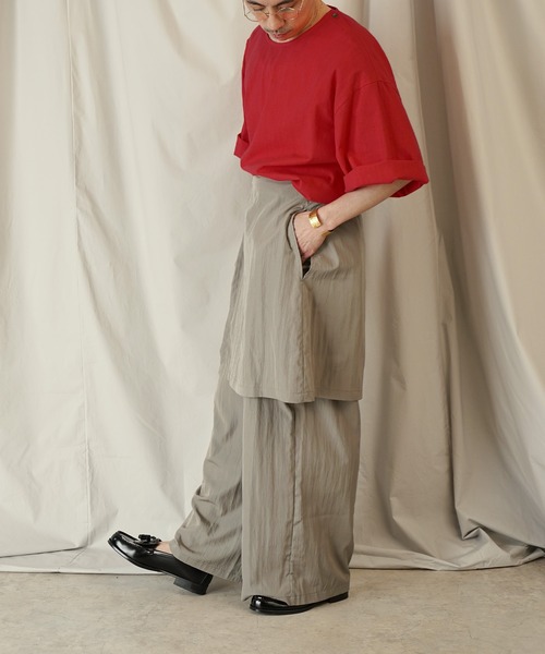 Aphlotus（アプロタス）の「アシンメトリー レイヤード デザイン ワイドパンツ（その他パンツ・メンズ・ブラック/ストーン・SMALL/MEDIUM/LARGE）」の10枚目の写真