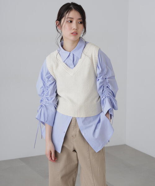 FREE'S MART（フリーズマート）の「◆前後2WAYＹショートベスト（ベスト・レディース・ホワイト/グレー/ブラック・FREE）」の13枚目の写真