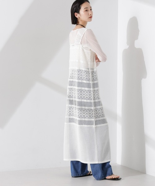 NANO universe(ナノユニバース)の「クロシェニット風レースノースリーブワンピース(ワンピース・レディース・ブラック/ブラウン系その他4/アイボリー・FREE)」の7枚目の写真