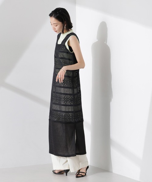 NANO universe(ナノユニバース)の「クロシェニット風レースノースリーブワンピース(ワンピース・レディース・ブラック/ブラウン系その他4/アイボリー・FREE)」の19枚目の写真