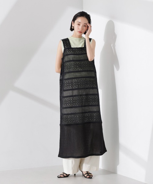 NANO universe(ナノユニバース)の「クロシェニット風レースノースリーブワンピース(ワンピース・レディース・ブラック/ブラウン系その他4/アイボリー・FREE)」の18枚目の写真