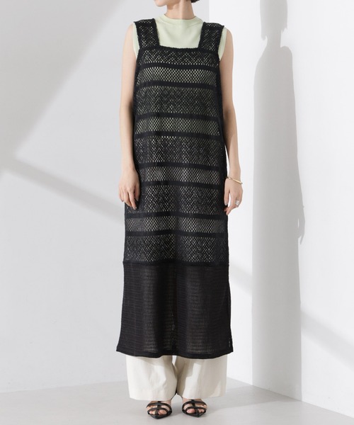 NANO universe(ナノユニバース)の「クロシェニット風レースノースリーブワンピース(ワンピース・レディース・ブラック/ブラウン系その他4/アイボリー・FREE)」の17枚目の写真