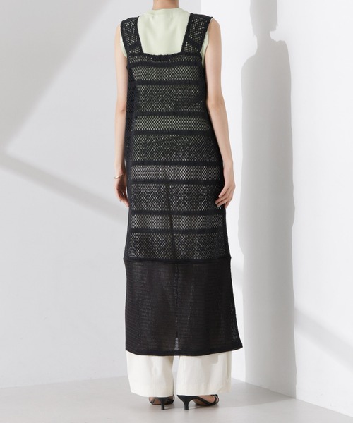 NANO universe(ナノユニバース)の「クロシェニット風レースノースリーブワンピース(ワンピース・レディース・ブラック/ブラウン系その他4/アイボリー・FREE)」の15枚目の写真