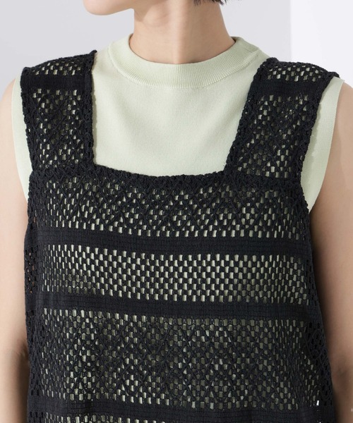 NANO universe(ナノユニバース)の「クロシェニット風レースノースリーブワンピース(ワンピース・レディース・ブラック/ブラウン系その他4/アイボリー・FREE)」の14枚目の写真