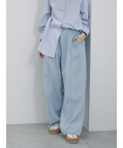 Samansa Mos2 blue（サマンサモスモスブルー）の「ライトオンスデニムストレートパンツ（その他パンツ・レディース・チャコールグレー/グレー/サックスブルー・F）」の3枚目の写真