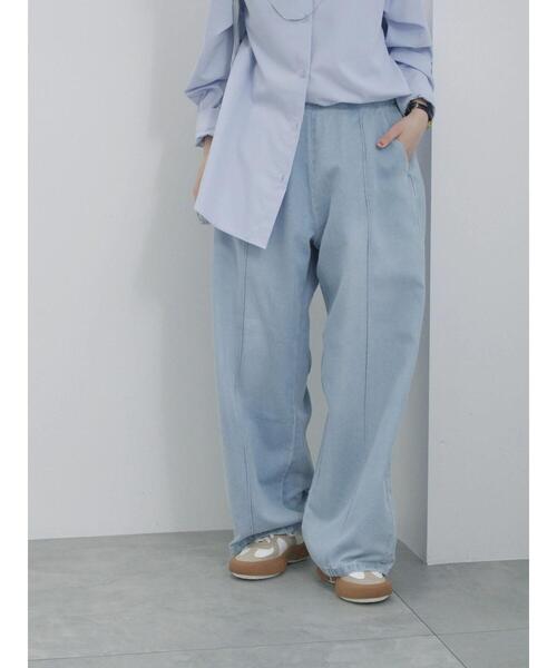Samansa Mos2 blue（サマンサモスモスブルー）の「ライトオンスデニムストレートパンツ（その他パンツ・レディース・チャコールグレー/グレー/サックスブルー・F）」の4枚目の写真