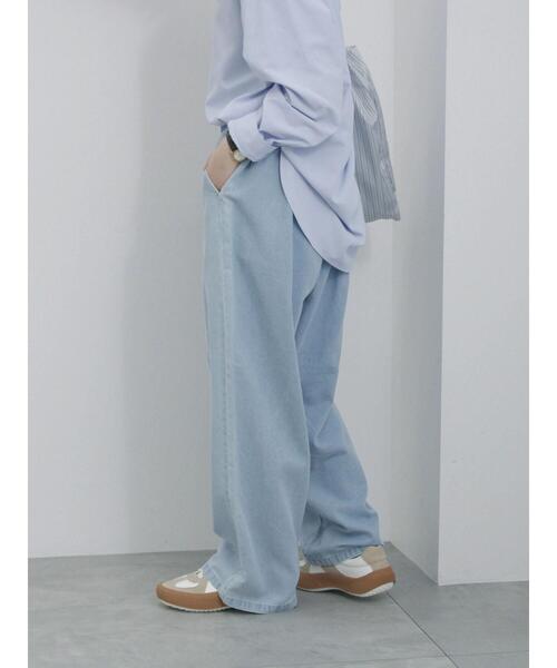 Samansa Mos2 blue（サマンサモスモスブルー）の「ライトオンスデニムストレートパンツ（その他パンツ・レディース・チャコールグレー/グレー/サックスブルー・F）」の5枚目の写真