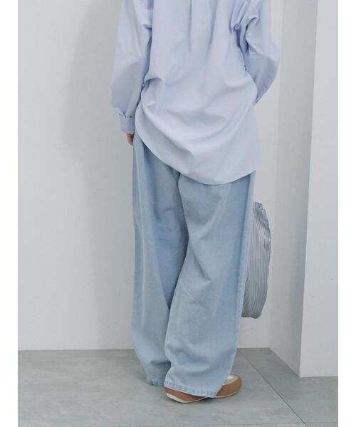 Samansa Mos2 blue（サマンサモスモスブルー）の「ライトオンスデニムストレートパンツ（その他パンツ・レディース・チャコールグレー/グレー/サックスブルー・F）」の6枚目の写真
