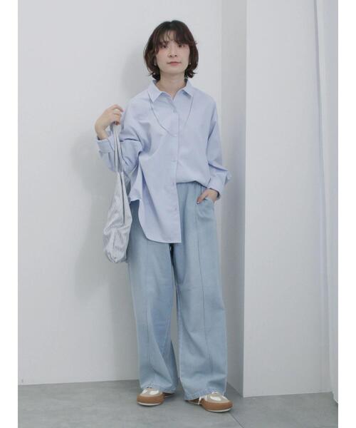Samansa Mos2 blue（サマンサモスモスブルー）の「ライトオンスデニムストレートパンツ（その他パンツ・レディース・チャコールグレー/グレー/サックスブルー・F）」の10枚目の写真