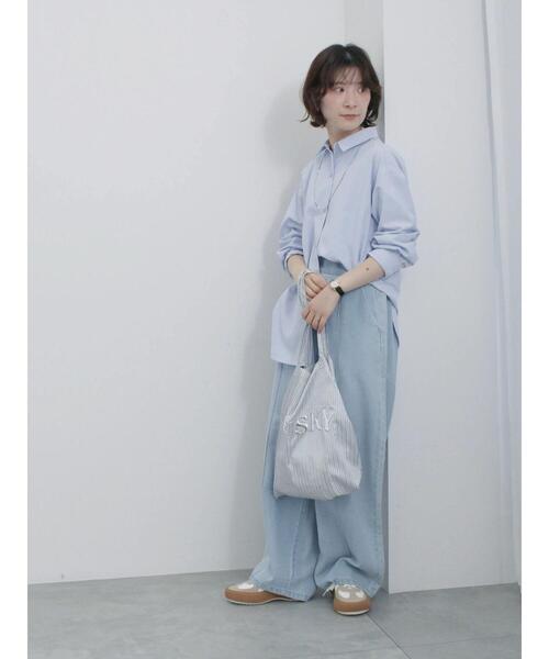 Samansa Mos2 blue（サマンサモスモスブルー）の「ライトオンスデニムストレートパンツ（その他パンツ・レディース・チャコールグレー/グレー/サックスブルー・F）」の11枚目の写真