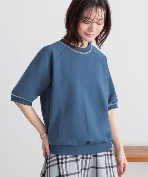 n'OrLABEL(ノアールレーベル)の「『配色ステッチ半袖スウェット』(スウェット・レディース・チャコール/ブルー/パープル・2/1)」の3枚目の写真