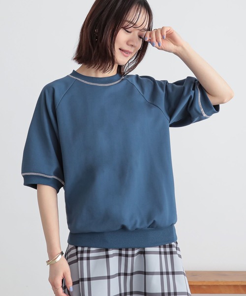 n'OrLABEL(ノアールレーベル)の「『配色ステッチ半袖スウェット』(スウェット・レディース・チャコール/ブルー/パープル・2/1)」の14枚目の写真