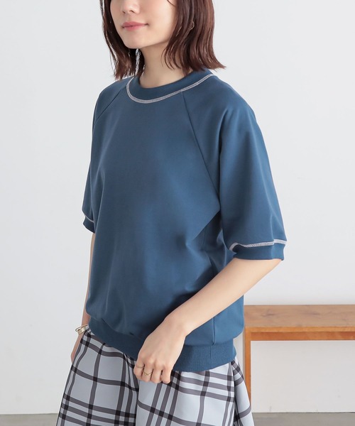 n'OrLABEL(ノアールレーベル)の「『配色ステッチ半袖スウェット』(スウェット・レディース・チャコール/ブルー/パープル・2/1)」の13枚目の写真