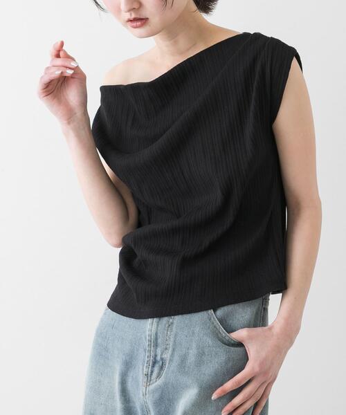 SENSE OF PLACE by URBAN RESEARCH（センスオブプレイスバイアーバンリサーチ）の「ランダムリブワンショルダーカットトップ（Tシャツ/カットソー・レディース・アイボリー/ブラック/ブラウン・ONE）」の3枚目の写真