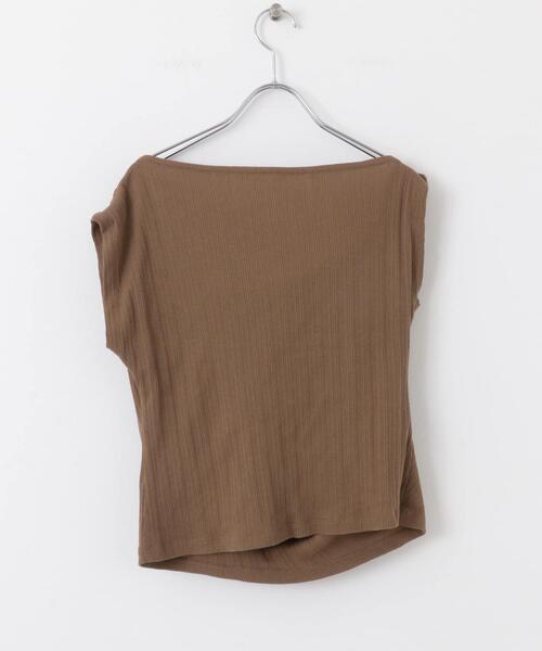 SENSE OF PLACE by URBAN RESEARCH（センスオブプレイスバイアーバンリサーチ）の「ランダムリブワンショルダーカットトップ（Tシャツ/カットソー・レディース・アイボリー/ブラック/ブラウン・ONE）」の7枚目の写真