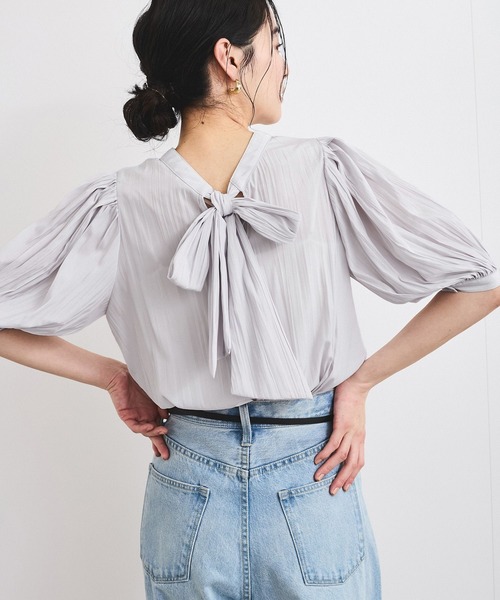VIS（ビス）の「【2WAY】ビッグリボンハーフスリーブブラウス【洗える】（シャツ/ブラウス・レディース・ベージュ/ライトグレー/オフホワイト・FREE）」の22枚目の写真