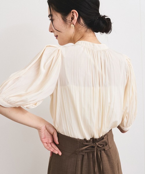 VIS（ビス）の「【2WAY】ビッグリボンハーフスリーブブラウス【洗える】（シャツ/ブラウス・レディース・ベージュ/ライトグレー/オフホワイト・FREE）」の11枚目の写真