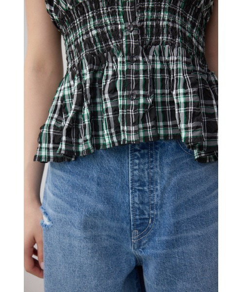 AZUL by moussy(アズールバイマウジー)の「チェックシャーリングペプラムブラウス(シャツ/ブラウス・レディース・ブラック系その他/ホワイト系その他・FREE)」の22枚目の写真