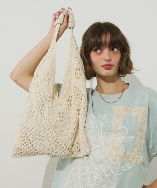Unitage（ユニテージ）の「透かし編みトートバッグ（トートバッグ・レディース・アイボリー/ベージュ・FREE）」の8枚目の写真