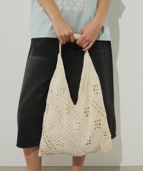 Unitage（ユニテージ）の「透かし編みトートバッグ（トートバッグ・レディース・アイボリー/ベージュ・FREE）」の7枚目の写真