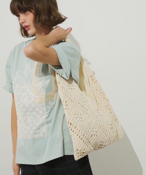 本日限り！JUST CAMPAGNE レース編みトートバッグ JUST CAMPAGNE レース編みトートバッグ