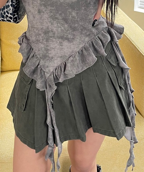 ミニスカート Porta PADDED VELCRO CARGO WRAP SKIRT KHAKI Cool-Girl Sleek Faux Leather Cargo Mini Skirt | Windsor